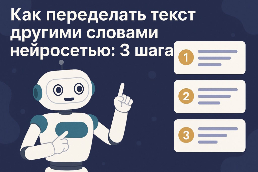 Как переделать текст другими словами нейросетью: 3 шага